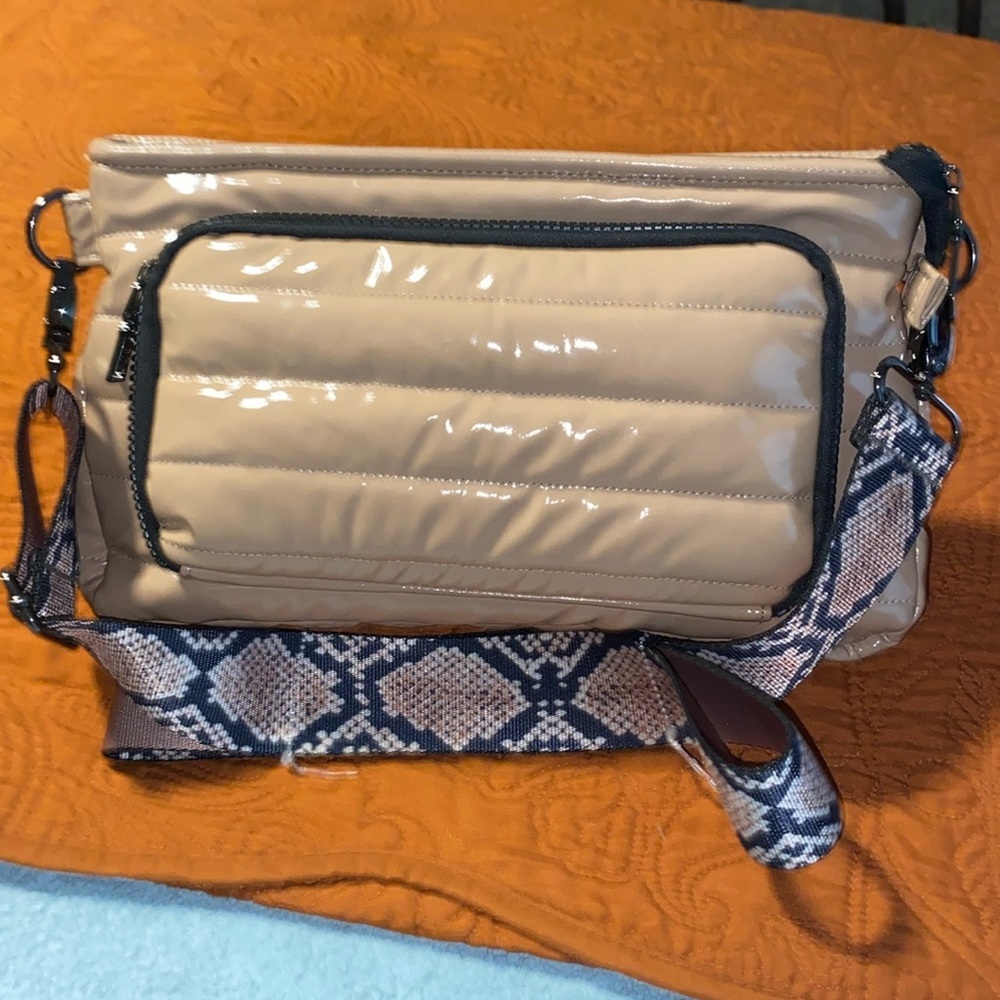 THINK ROYLN Beige Crossbody Bag with Patterned Strap